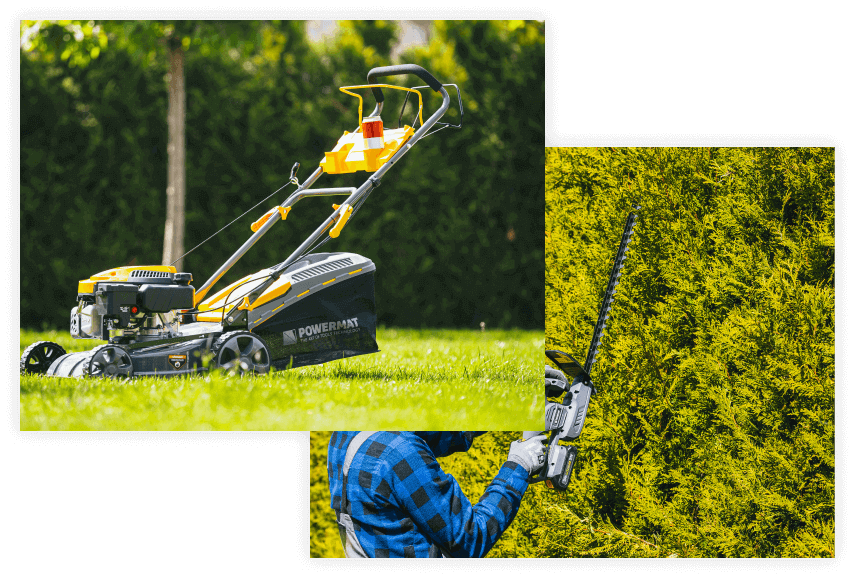 Kosiarki do trawy i nożyce do żywopłotu marki POWERMAT