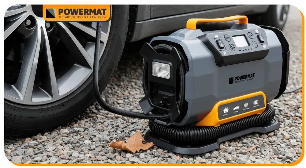 Kompresor samochodowy Powermat PM-KB-150T Jak wymienić koła w aucie? Sprawdzenie ciśnienia powietrza
